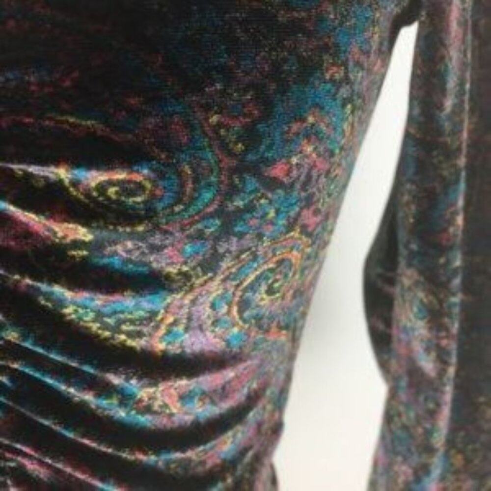 Ecote UO Bianca Black Velvet Paisley Shirred Crop Top XS - Picture 3 of 9